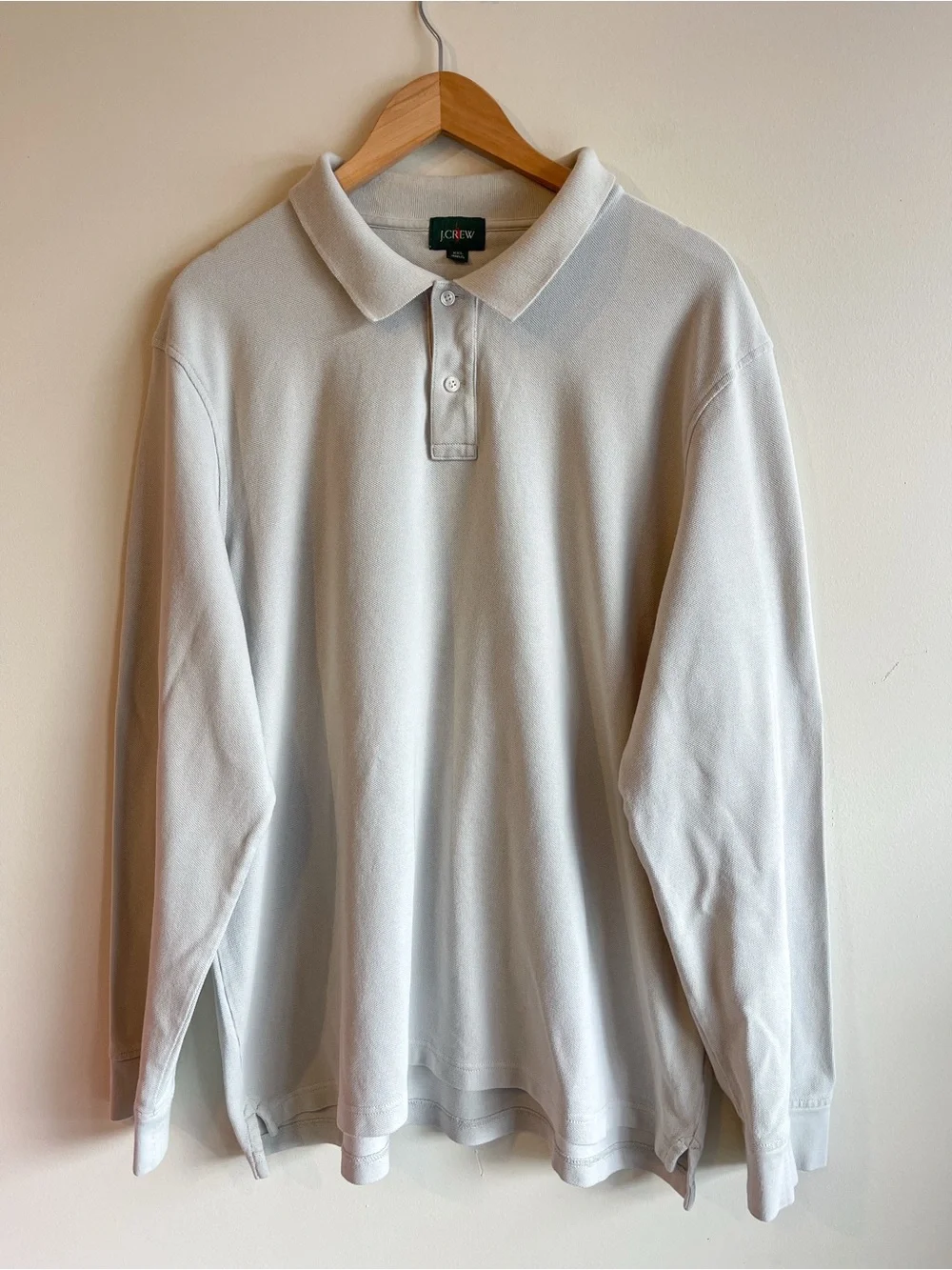 J. Crew Long Sleeve Polo in Light Gray